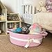CHICVITA Pink Baby Girl Gift Basket, Small Woven Rope Basket, Rectangle Shelf Baskets for Bathroom, Cute Nursery Storage Baskets for Toys, Diapers, Towels, Snacks, 13 x 9.8 x 5 inches