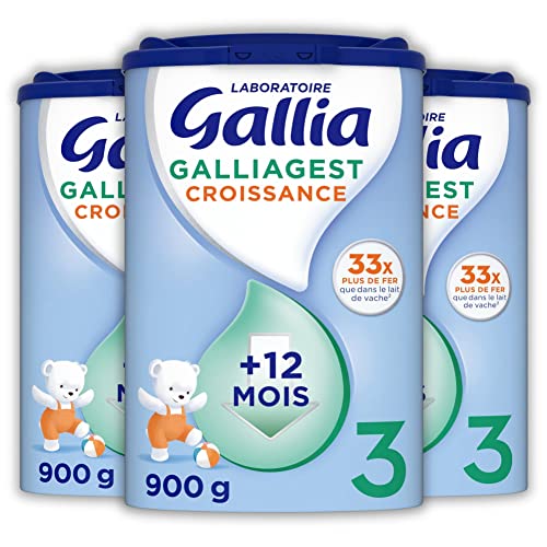 Galliagest 3 Growth - 3 岁婴儿奶粉，12 至 36 个月的婴儿奶粉，婴儿奶粉（3x900 克一包）