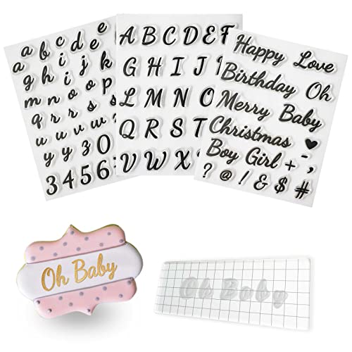 4PCS Alphabet Cake Stamps Tool for Fondant Cookie Biscuit, Pretty Handwriting Food Grade Fondant...