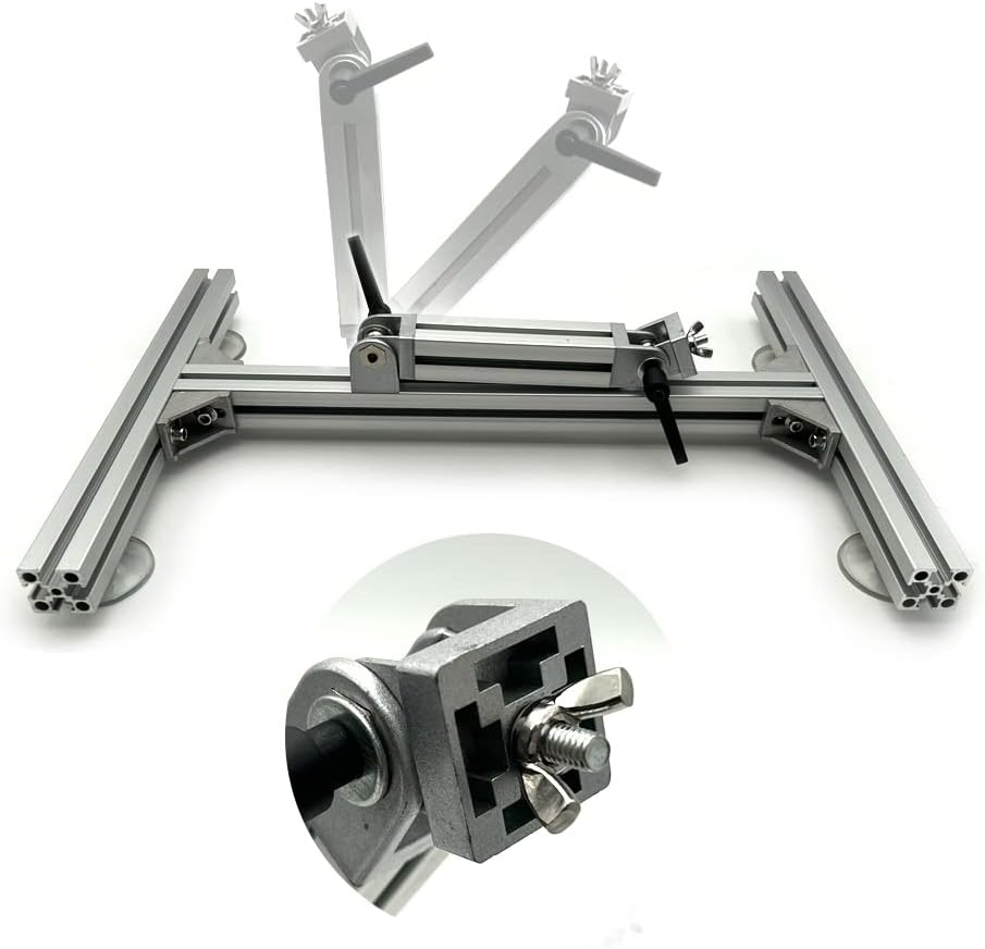 Telescopic Linear Actuator Bracket, Aluminum Alloy Angle Adjustable Stand DIY Reciprocating Motor Support with Non-Slip Foot Pad