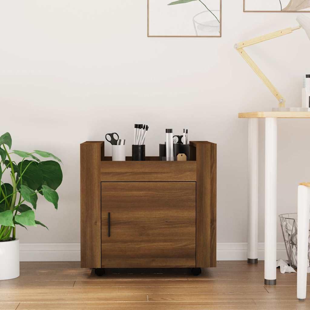 Carrello da ufficio marrone, 60 x 45 x 60 cm, in legno, con ruote