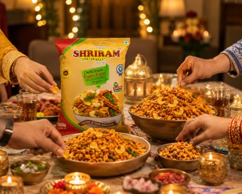 Image of SHRIRAM TAMTAMWALA Delicious Tamtam Regular Mixture Vadodara Tamtam Mix Namkeen | Tasty & Crunchy Tea-time Perfect for Anytime Munching, Crispy and Delicious Traditional Recipe ( 500g Pack Of 2)and (250g Pack Of 1 )