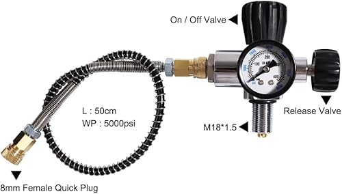 Miniatura 3 de TUXING Estación de llenado de paintball PCP de alta presión 6000PSI, calibre 6000PSI, válvula de acero inoxidable HPA CO2 tanque DIN sistema de