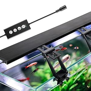 Luz LED Acuario con clip, 42W 215LEDs 48-54 pulgadas Luces para acuarios Regulable Impermeable Lámpara Acuario Delgada con Temporizador