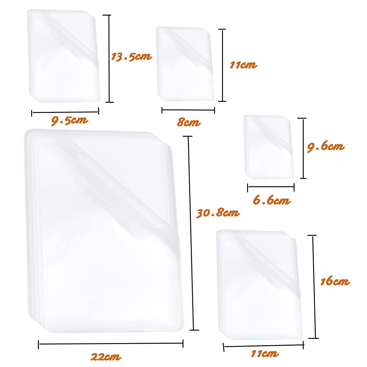 Thermal Laminating Pouches 100Pcs Set, 5 Different Size Film Photo Protecting Sheets, Clear Thermal Laminating Paper for Sealed Photo Documents - Image 2