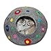 Cool Wool Cat Cave Bed Relax Station House (Large) ~ Handmade Eco Friendly Natural Felted Merino Wool ~ Warm and Cozy Beds for Cats and Kittens Bonus Felt Wool Ball (Grey, Dotted)