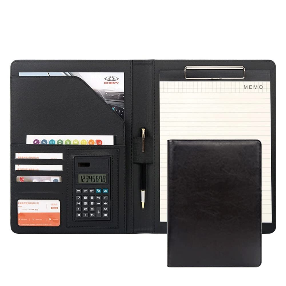Padfolio Portfolio Leather Binder, Interview Legal Document Organizer, Business Card Holder Included Letter Sized Writing Pad, Desk & Drawer Organizer For Home Storage