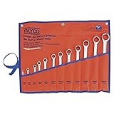 Material duradero Alyco 191397 - Juego 12 llaves de estrella planas Cr-V satinado mate UNE 16545 DIN 837 en bolsa de nylon