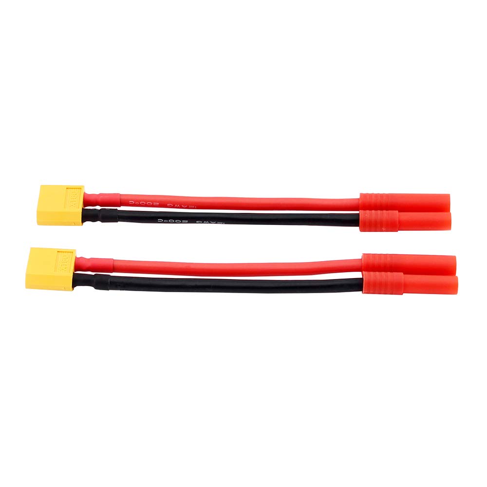 2pcs XT60 Male to HXT 4MM Bullet Connector / Adapter 12 Gauge Wire 4inch fits for Turnigy(C72-2)