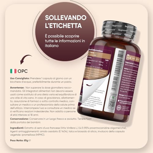 OPC Integratore Vegan 1000mg per Capsula (95%), 240 Capsule di Estratto Semi Uva Francese (Scorta 8 Mesi) Senza Magnesio Stearato, Estratto di Semi d Uva 4:1, OPC Puro, Senza OGM, Ricco di Flavonoidi - 7