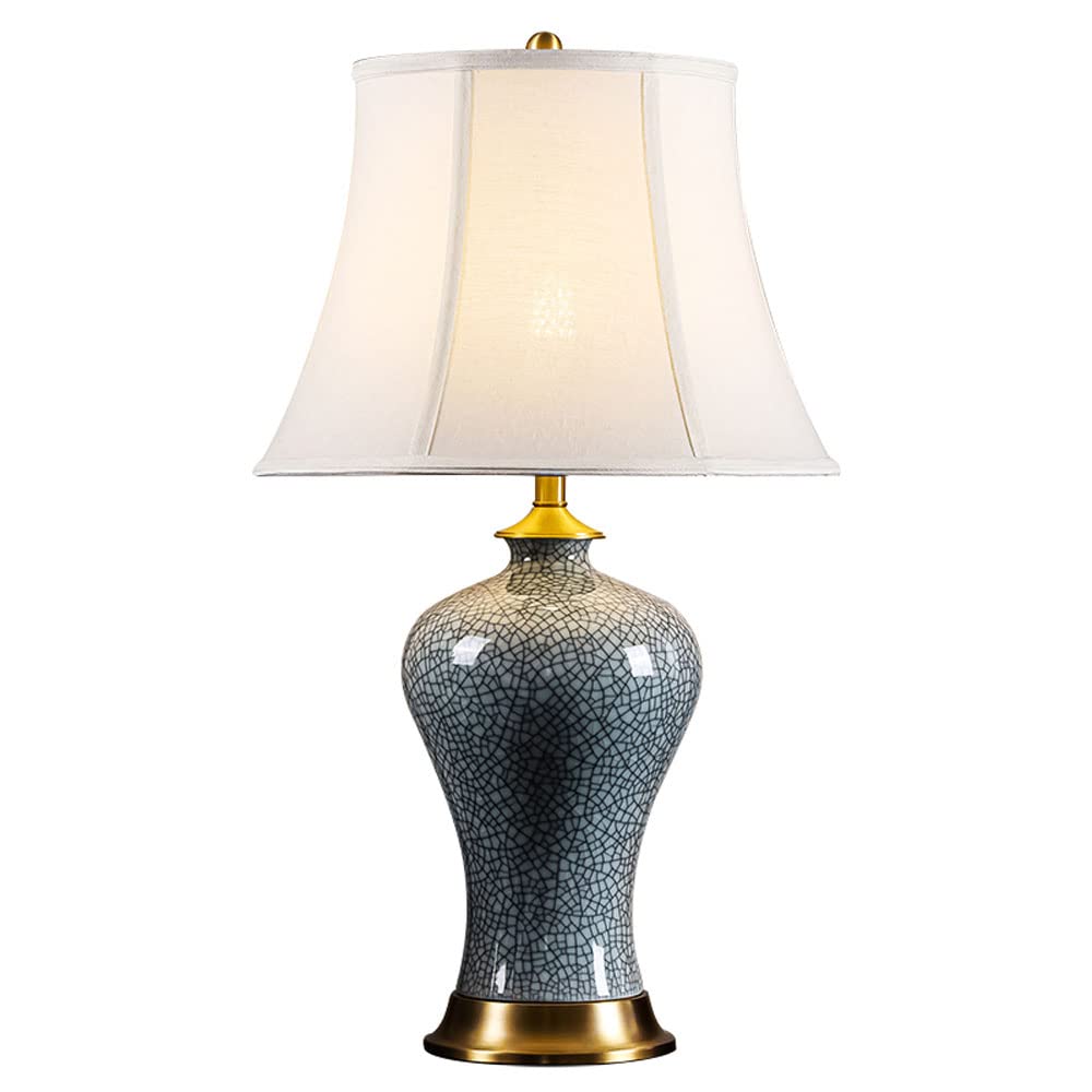 asdchZen Ceramic Table Lamp 20.4" Ice Crack Glazed Desk Decor Lamps Modern Contemporary Bedside Nightstand Lamp For Bedroom Living Room Table Lamps Desk Lamp-A-33 * 58Cm,A-30 * 52cm