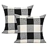 VAKADO Outdoor Farmhouse Buffalo Plaids Throw Pillow Covers 18×18 Set of 2 Black White Decorative Classroom Front Porch Classic Decor Retro Boho Cushion Cases Fall Home Rustic Check for Couch Patio