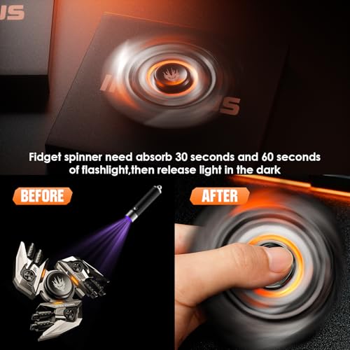 Image of Upgrade Fidget Spinners, Fidget Toys Adults, Stress Anxiety ADHD Relief Figets Toy for Teens, Metal Heavy Finger Hand Spinner Toy with Precision Bearing and Double Side Design,Luminous Night Effects