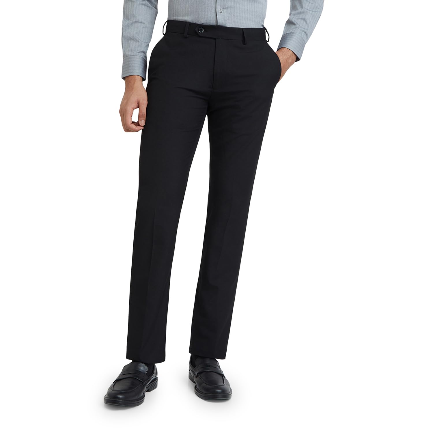 raymond Men Slim Fit Solid Pattern Poly Viscose Blend Flat Front Formal Trouser-picture-53