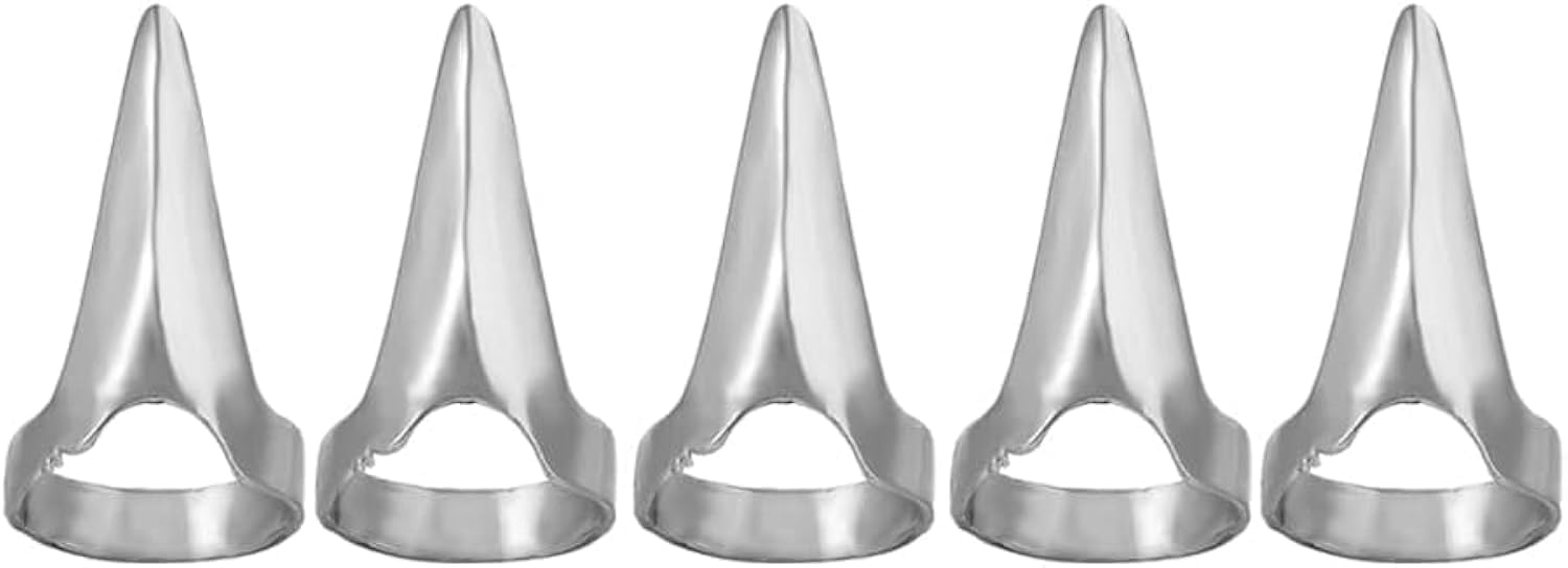 5PCS Finger Claws Cosplay Claws Rings,Punk Rock Nail Finger Armor Gothic Talon Nail Fingertip Claw,Hair Parting Selecting Sectioning Tool Clips and Barrettes(Silver)