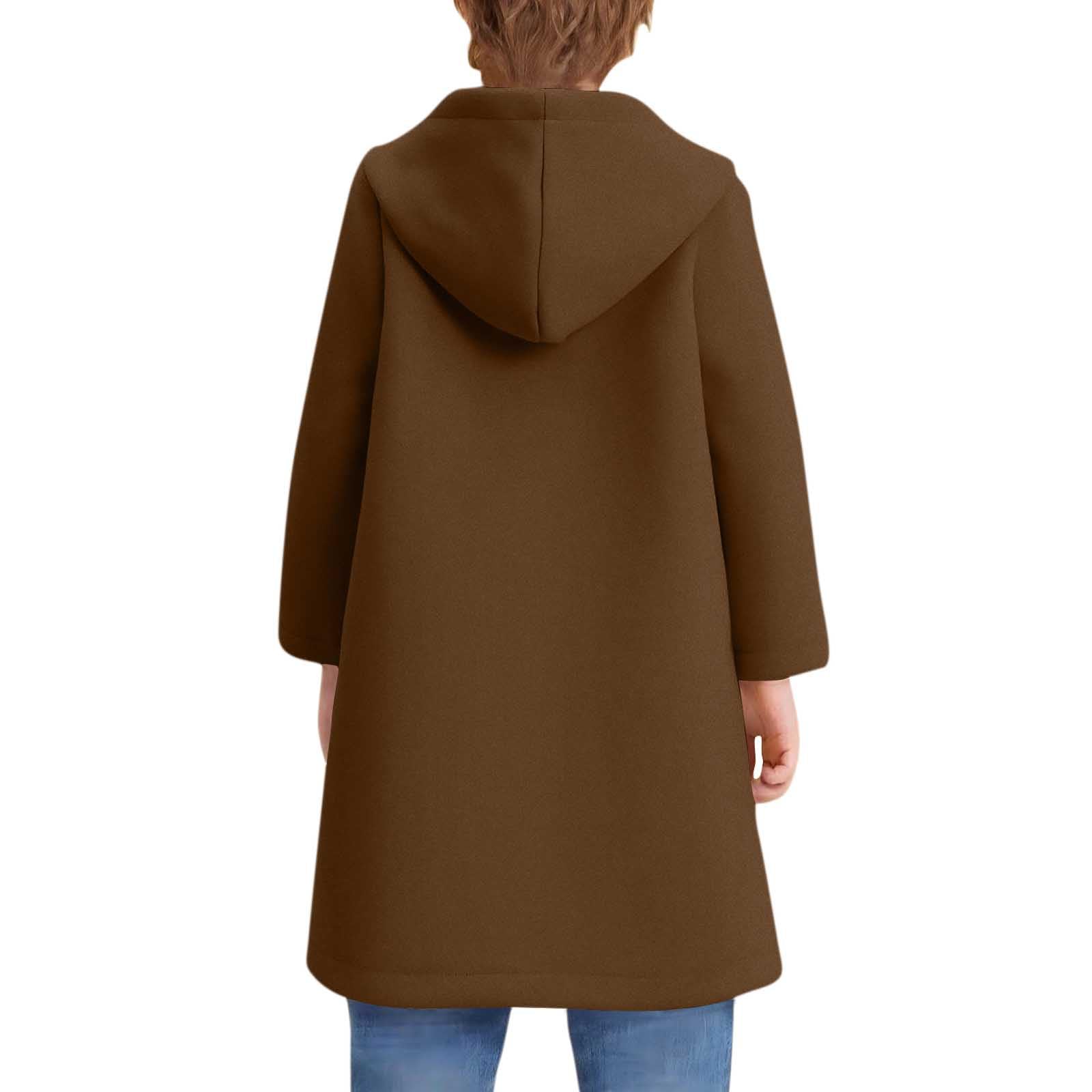 Generisch Abrigo de primavera y otoño, abrigo con capucha abotonado para niñas y niños, gabardina clásica estilo gabardina, ropa exterior para niños