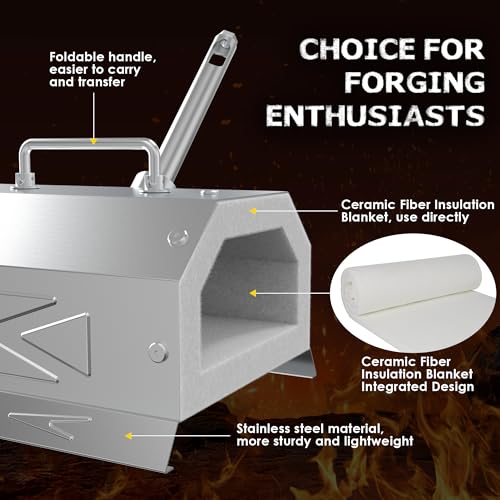 Image of Nelyrho 1 Burner Propane Blacksmith Forge Kit | 2600F High Temperature, Stainless Steel, Portable Design, Blacksmithing, Knife Making & Metalworking