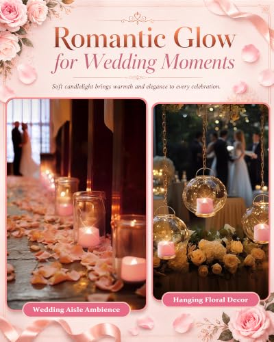 Image of Homemory 50-Pack Pink Flameless Battery Tea Light Candles, 200+ Hours