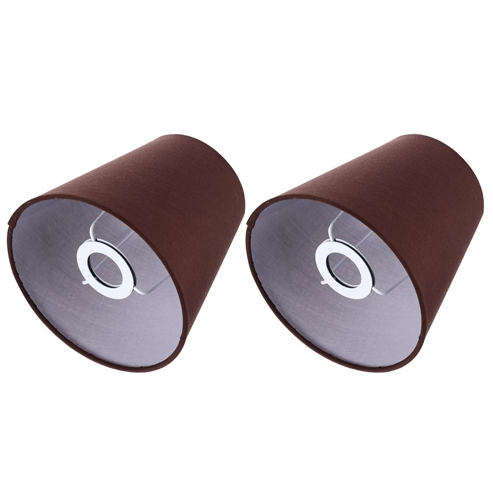 ERINGOGO 2pcs E14 Lampshade Modern Small Tapered Drum Lamp Shade Dark Brown Fabric Lampshade Light Cover for Chandelier Table Floor Wall Lamp