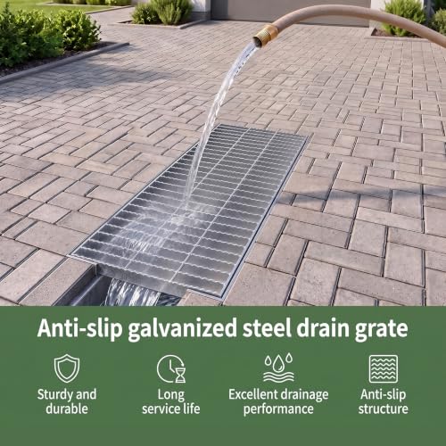 PYGHWNXH Galvanized Steel Drain Grate,2pcs B125 Silver Drain Cover, 8*24in by PYGHWNXH - Used condition - Image 3