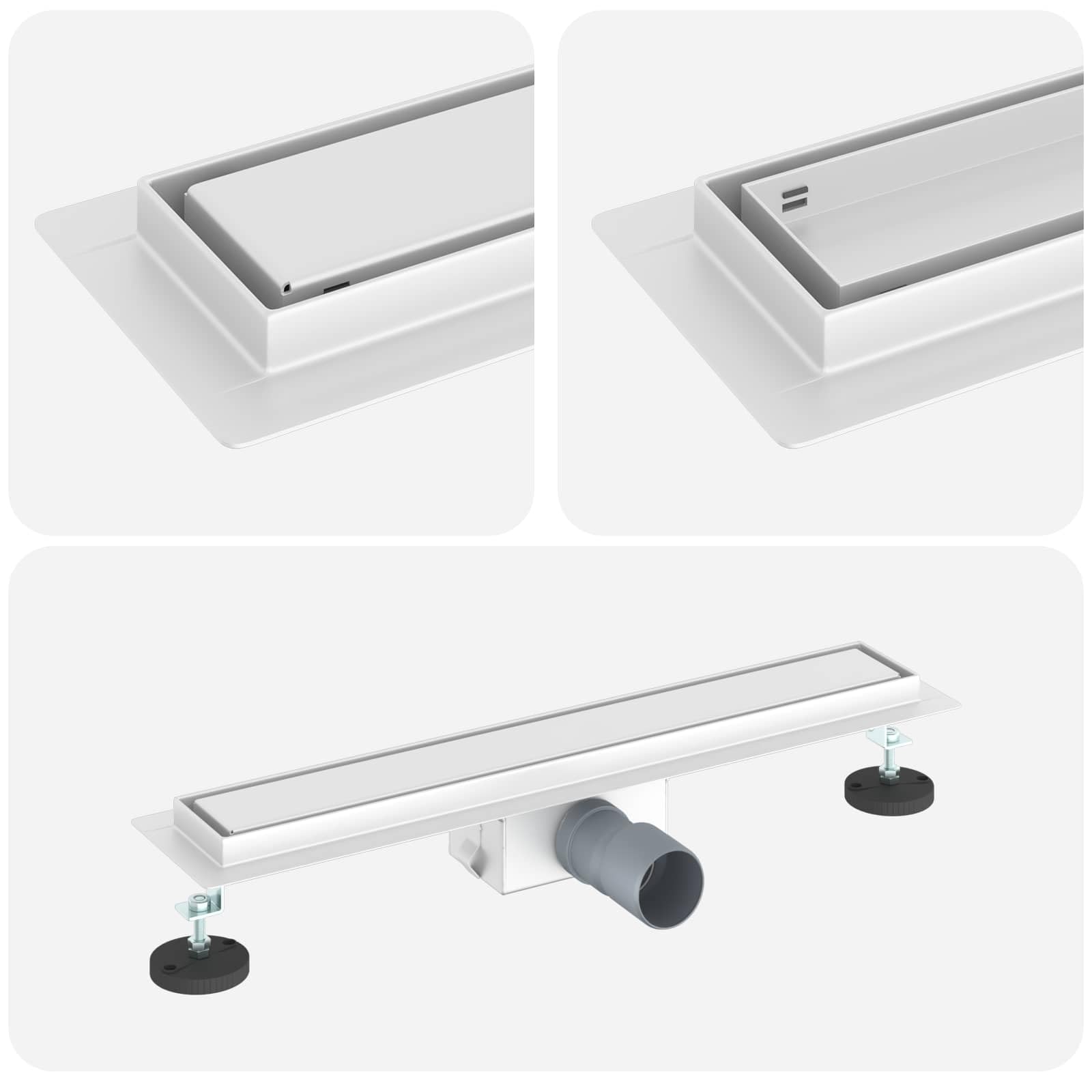 vidaXL Drenaggio Doccia 2 in 1 Argento 50 cm Acciaio Inox 304, Stile per Il Bagno, Scarico Doccia Moderno, Soluzione idraulica, Accessori per Il Controllo dell'Acqua