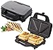 XXL Sandwichmaker | 1300 Watt | Sandwich Maker | Edelstahl Sandwichtoaster | Waffeleisen | Paninitoaster | Elektrogrill | 4 XXL Sandwichecken | Antihaftbeschichtung | Thermostat (Silber/Schwarz)
