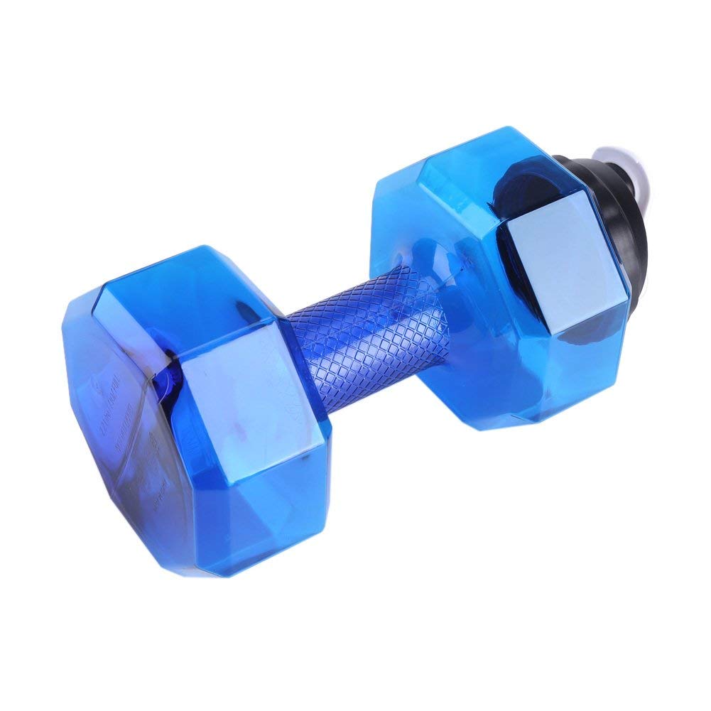 Bottiglia D'acqua a Forma di Manubrio di Grande capacità da 2,2 Litri per Fitness, Palestra, Campeggio, Escursionismo con Struttura e Coperchio a Prova di Perdite (BLUE)