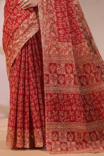 Image of TAMAIRA FASHION Mulmul Pure Cotton Saree For Woman Warli Batik Printed |Office Wear Daily Wear Sarees For Women Without Blouse Piece(Available in 11 Colours)