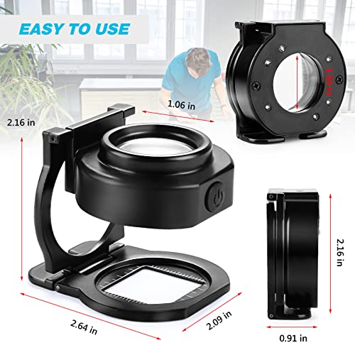 25X Loupe Magnifier Mini Rechargeable Foldable Pocket Magnifier Zinc Alloy Magnifying Glass Illuminated Handhold Magnifier For Jewelry Textile Currency Coins Stamps Circuit Board Gems … #TOP4