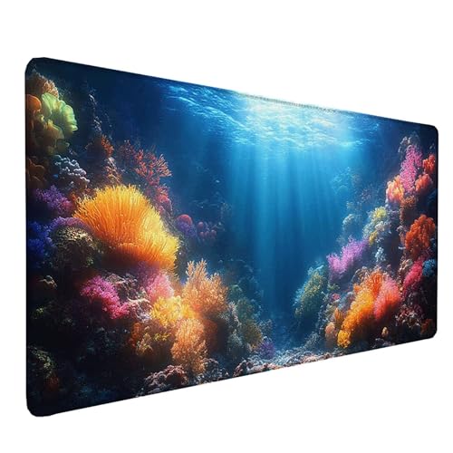 Tapis de souris bleu 80x30 cm pour setup gamer et bureau PC
