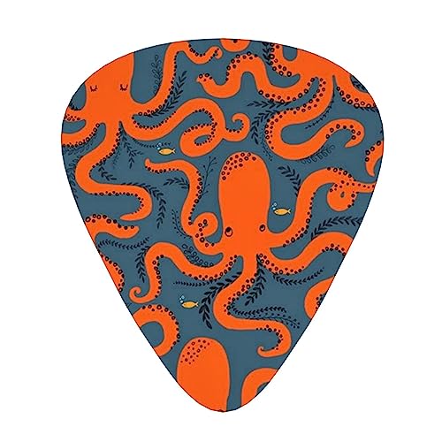 タコ柄 ギターピック Guitar Pick 12枚セット ティアドロップ型 エレキギター/アコースティックギター/クラシックギター/ベース等の練習に最適な12枚セット