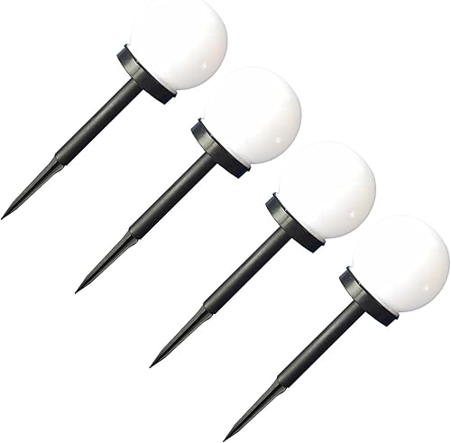 Miniatura 1 de jojofuny 4pcs 4pcs White Bubble Shape Outdoor Solar Garden Spheres Lawn Lamps for Patio Walkway Driveway Lighting
