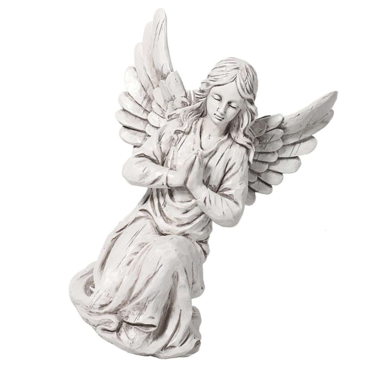 Statue d'ange en résine blanche SECFOU sculpture d'ange en prière pour maison et jardin