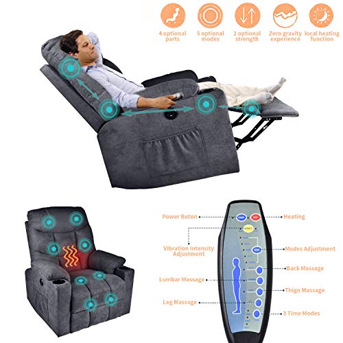 Ipkig Power Lift Recliner Chair For Elderly With Massage And Heating, Fabric Cloth Lift Recliner Chair With Cup Holder For Living Room (Fabric-Gray) #TOP2