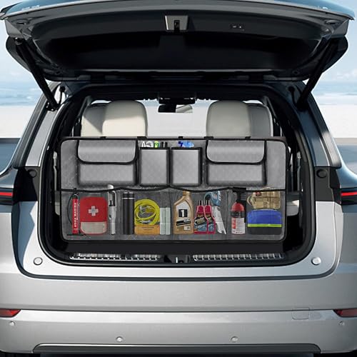 Image of Car Trunk Organizer and Storage, Large Capacity Backseat Hanging Storage Accessories, Backseat Car Organizer for SUV /MPV /Truck (Grey)