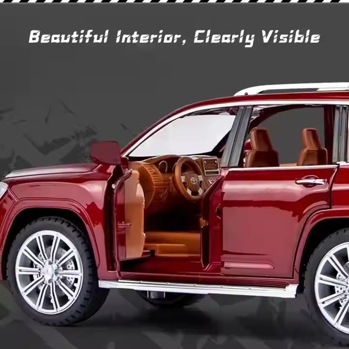 Image of Compatible for 1:24 Land Cruiser Lc300 Toy Car Model, Diecast Collectible Pull Back Model Car with Sound and Light, Toy Gift Vehicles for Adults Kids Boys Girls (1:24 Land Cruiser Lc300-Red Color)