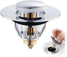 Universal Bathroom Sink Stopper, Basin Pop-up Sink Drain Strainer, Bathroom Sink Plug with Stainless Steel Hair Catcher...