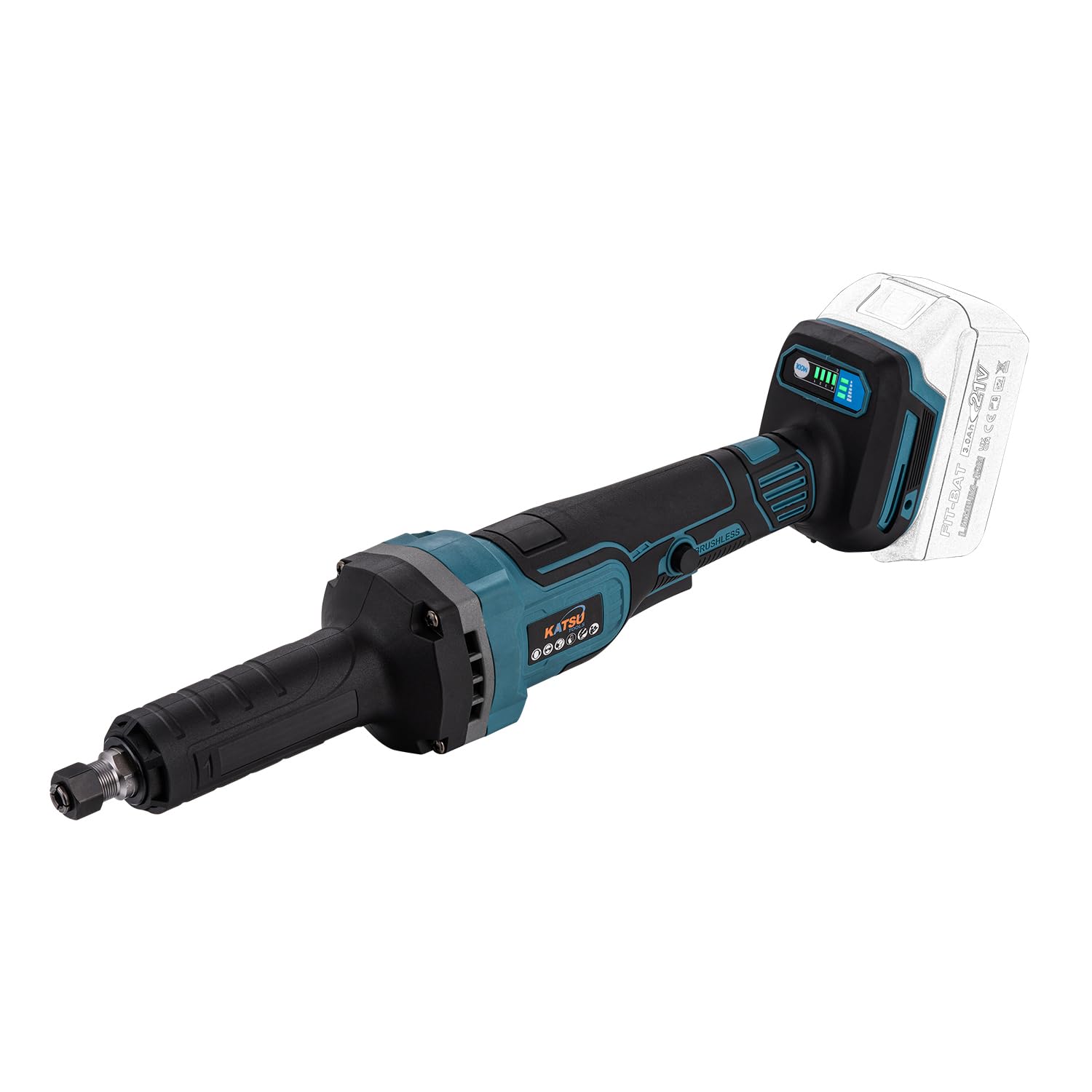 KATSU FIT-BAT 21V Brushless Cordless Die Grinder Electric Straight Grinder Rotary Multi Tool, Variable Speed, 6mm Chuck, Safty Switch, for Grinding Polishing Carving, No Battery or Charger