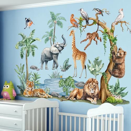Vinilos Decorativos Animales Safari Acuarela 3 Piezas