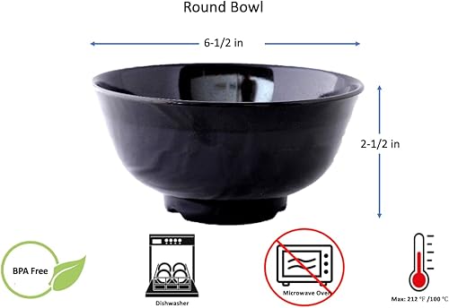 Miniatura 4 de Lucky Star (redondos, melamina Juego de Tazones cuencos de sopa de fideos Ramen Vietnam Pho, 612" (23oz) o de 712" (38Oz), color negro, Negro