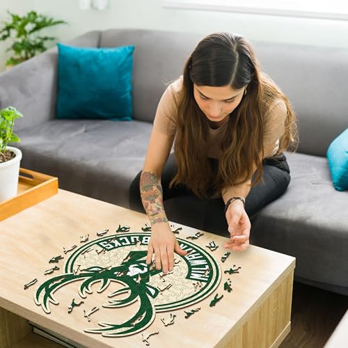 Iconic Puzzles - Milwaukee Bucks, Logo, Wooden Puzzle officially licensed NBA, 100% sustainable, size L, 500 Pcs - Image 2