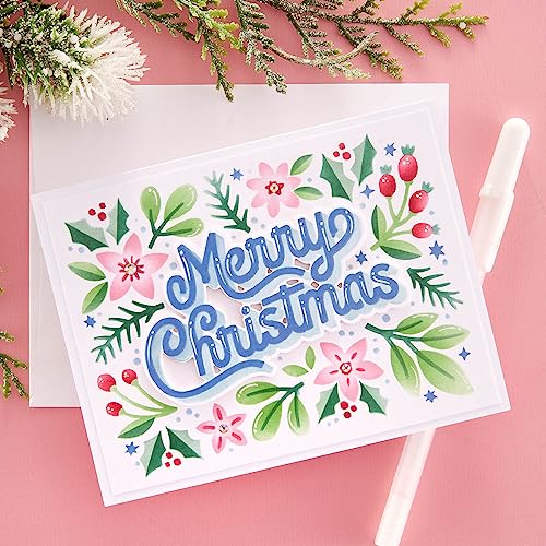 Layered Merry Christmas Foliage Stencil & Die Bundle=from The Layered Christmas Stencils Collection, Clear & Metal - Image 2