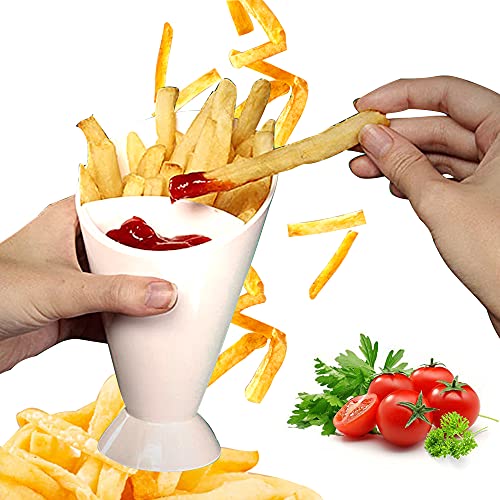 LKDEPO French fries dip cup, 2-in-1 French fries cup, used for French fries and vegetable strips or biscuit dipping sauce, immersion type with sauce cup holder