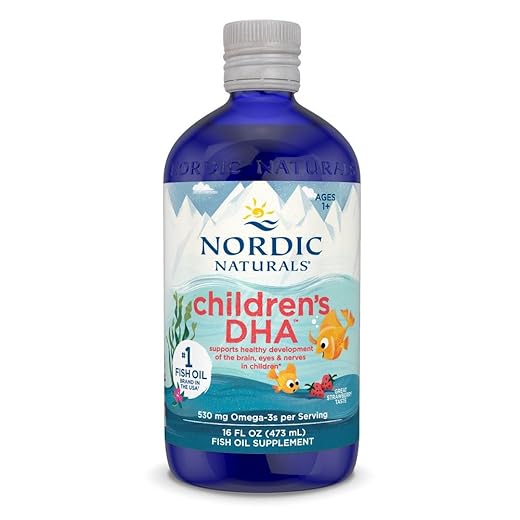 Nordic Naturals Children’s DHA, Strawberry - 16 oz for Kids - 530 mg Omega-3 with EPA & DHA - Brain Development & Function - Non-GMO - 192 Servings