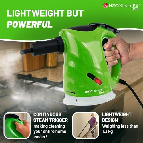 Image of H2O Steam FX Pro Handheld Steam Cleaner | 5-in-1 Spot Cleaner & Floor Mop | Includes Extension Bars, Window & Garment Tools | Grout, Glass & Sealed Floors