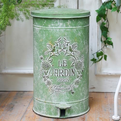 Image of Dog Poop Trash Can with Lid-15L /4Gal,Commercial Outdoor Retro Metal Garbage Can with Foot Pedal,Perfect for Shopping Mall,Office,Pets Park,Backyard