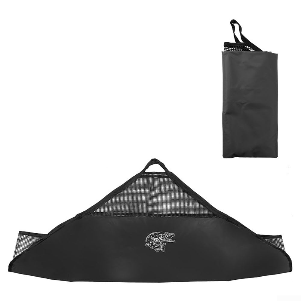 Bolsa plegable para pesaje de peces con regla de medición para atrapar y liberar, malla de nailon, red de aterrizaje para carpa, lucio, pesca gruesa