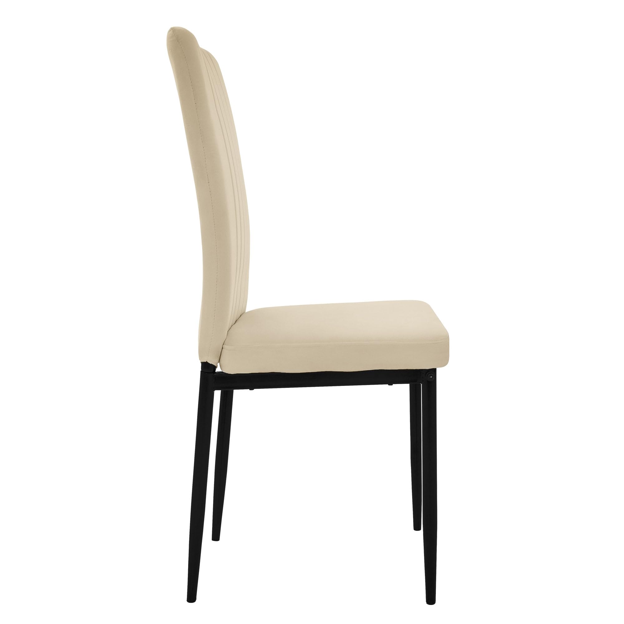 ML-Design Set di 4 Sedie per Sala da Pranzo con Rivestimento in Velluto Crema Sedie da Cucina con Schienale Imbottita con Gambe in Metallo Sedia Ergonomica per Tavolo da Pranzo Sedia da Soggiorno
