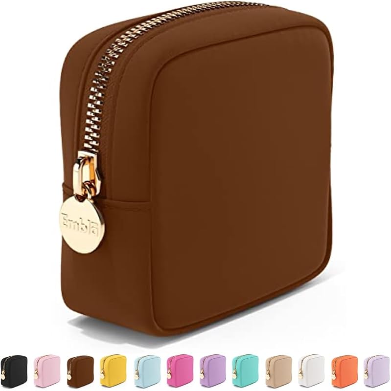 Necessaire de viagem Embla em nylon com zíper, Chocolate, Mini