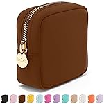 Embla Makeup Bag Travel Cosmetics Pouch and Toiletry Bag, Nylon Zipper Pouch Purse, Cute Make Up Organizer Storage Tote for Women Girls, Waterproof Travel Skincare Case, Small Makeup Bags, Chocolate